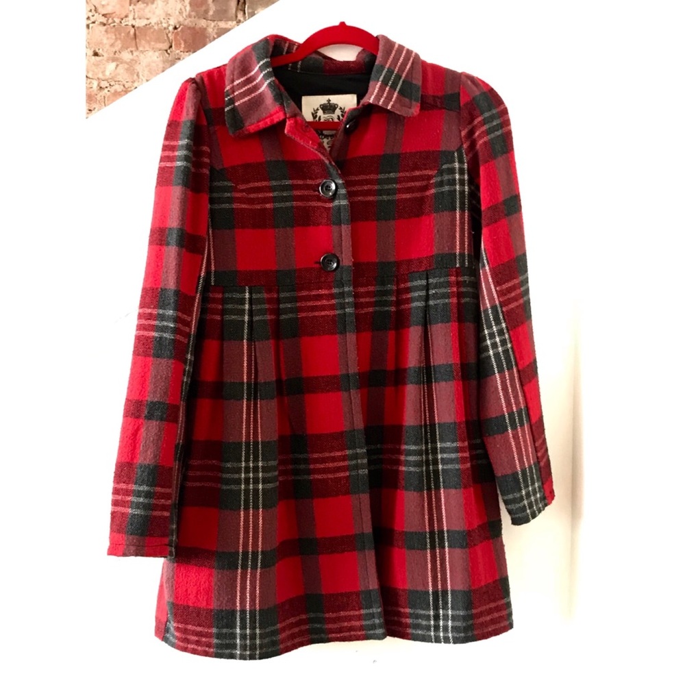 B.B. Dakota Red Plaid Swing Coat